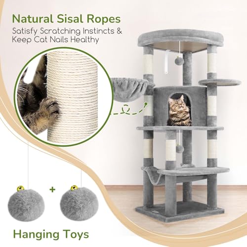 Corner Cat Tree Tower with Scratching Post (51inch / Light Gray)