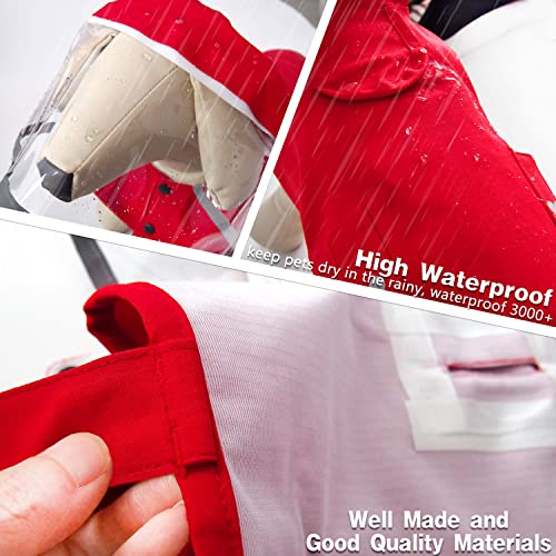 Dog Raincoat Waterproof Rain Poncho with Hoodie (Small: 9-13lbs / Red)