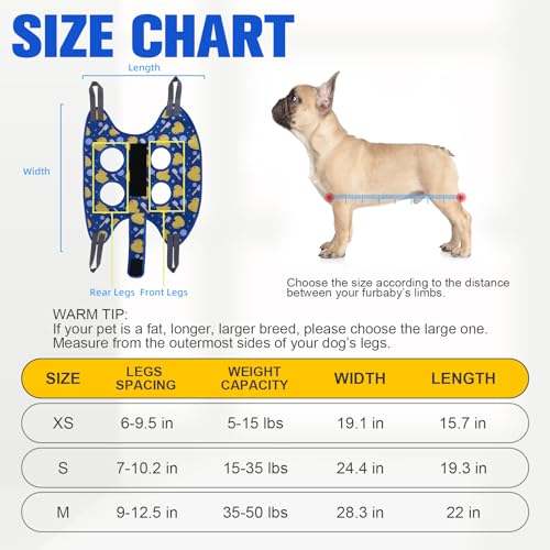 Dog Grooming Hammock Harness for Dogs & Cats with Pet Nail Clipper Trimmer (M / Navy Blue)