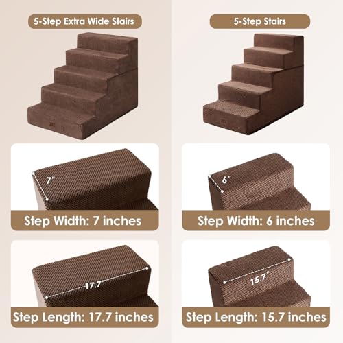 Dog Stairs for Bed 22.5" H (Brown / Extra Wide 17.7" x 35" x 22.5")