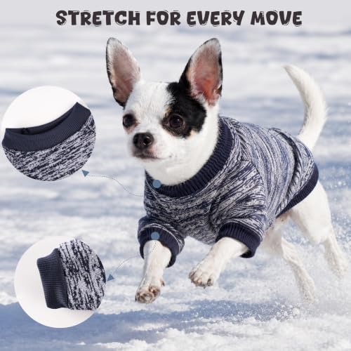 4 Pack Dog Sweaters for Small Dogs Girl Boy Winter Fleece Clothes Warm Soft Dog Sweatshirt Outfit for Dogs Cats Pet Apparel (Rose red+Bright Blue+Navy Blue+Purple / Large)