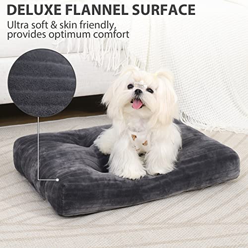 Washable Dog Crate Bed Kennel Mat for Small Dogs (Gray / 21.0"L x 12.0"W x 2.5"Th)