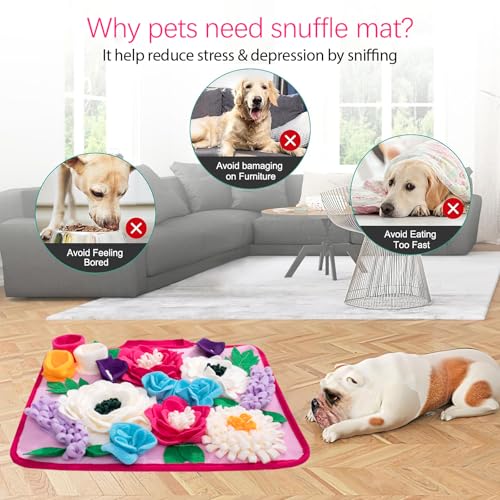 Snuffle Mat for Dogs Pet Treats Feeding Mat for Small (Rose pink)