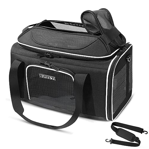 Top Expandable Small Pet Carrier 18"x13"x9.5" Airline Approved (18.0"L x 13.0"W x 9.5"H / Black)