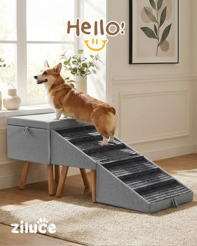 Dog Ramp for Bed & Couch 21" H (21.06" H-Light Grey)