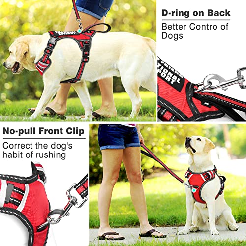 Service Dog Vest No Pull Dog Harness with 7 Dog Patches (Medium / Red)