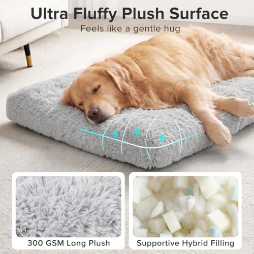 Dog Bed Crate Pad (29.0"L x 21.0"W x 3.0"Th / Light Grey)
