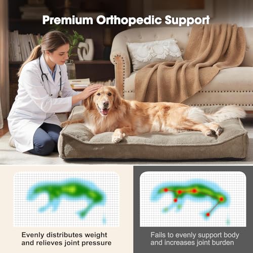 XL Orthopedic Dog Bed Large Sized Dog (Brown / 42"L x 30"W x 9.5"Th)