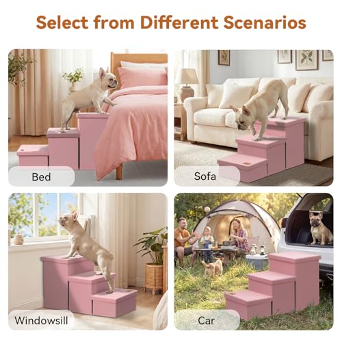 Dog Stairs with Storage (Pink No Condo / 3)