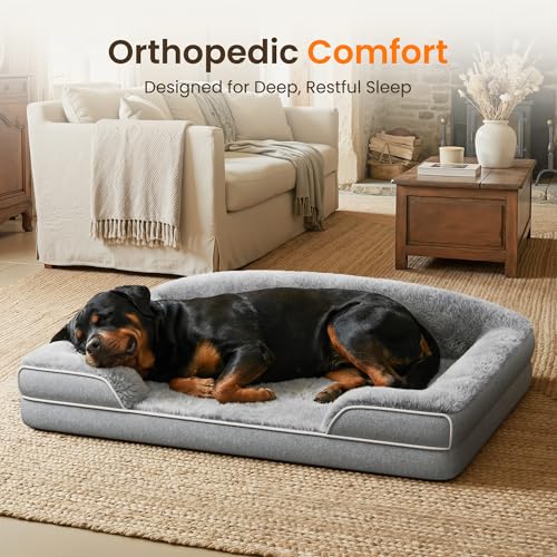 Orthopedic Dog Bed for Giant Breeds (Light Grey / 48.0"L x 35.0"W x 8.0"Th)