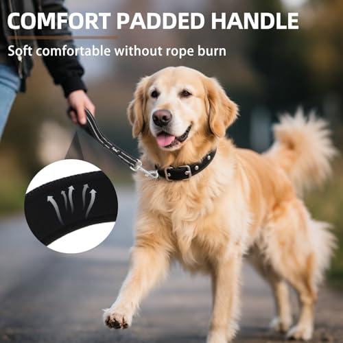 Reflective Short Dog Leashes 3 Pack for Walking and Training (Black / 1FT+1.5FT+2.5FT)