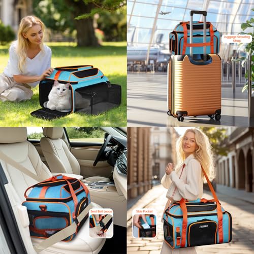 Top and Side Expandable Pet Carrier Airline Approved (Blue with Side Expandable)