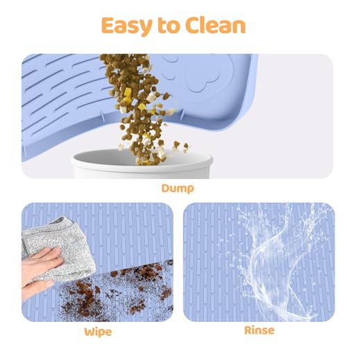 Dog Food Mat 40''x28'' Extra Large Dog Mat for Food and Water (40"L x 28"W / Blue)