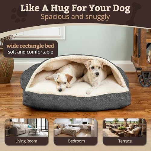 Rectangle Cozy Cave Dog Bed (Merlin Pewter / Large)