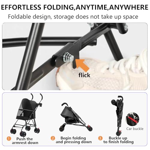 Cat Stroller Foldable Lightweight for Small Dogs Cats 0 (black)