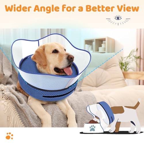 Raised Inflatable Dog Cone Alternative Collars for After Surgery (Navy / S(Neck 7"-9.5"))