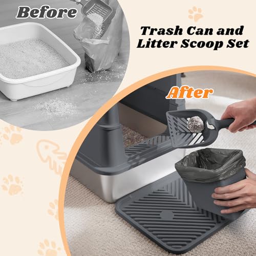 Enclosed Stainless Steel Cat Litter Box with Lid High Sided (Transparent Grey / X-Large)