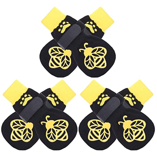 Anti Slip Dog Socks to Prevent Licking Paws for Hot Pavement (Black & Yellow / Small)