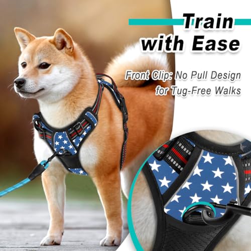 Dog Harness for Large Dog No Pull 2 Leash Clips Dog Vest (X-Large / Star)