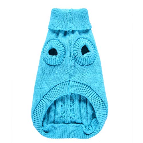 Dog Sweater Soft Warm Turtleneck Knitted Clothes for Small Medium Large Pet (Blue / Medium)
