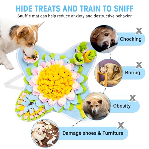 Snuffle Mat for Dogs Interactive Sniff Mat Slow Feeding and Keep Busy Snuffle Toys for Foraging Skill Development Anxiety Relief and Mental Stimulation