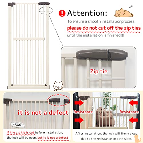 61.02" Extra Tall Pet Gate for Cat Dog 30.12" (61.02" H-cream / 30.12"-34.05" W)