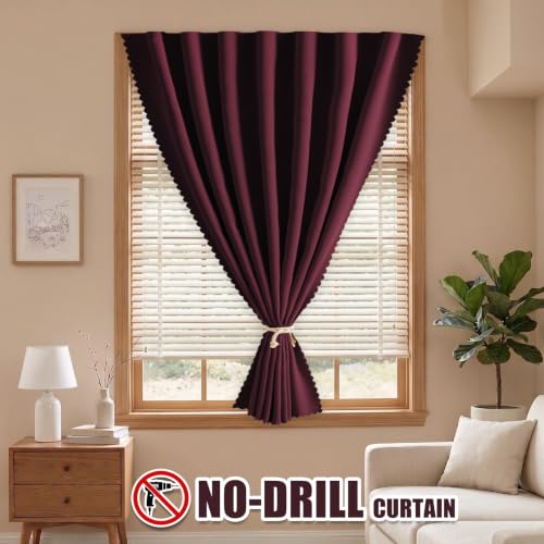 Adhesive Blackout Curtains for Window (Burgundy / 47"W x 71"L (Pack of 1))