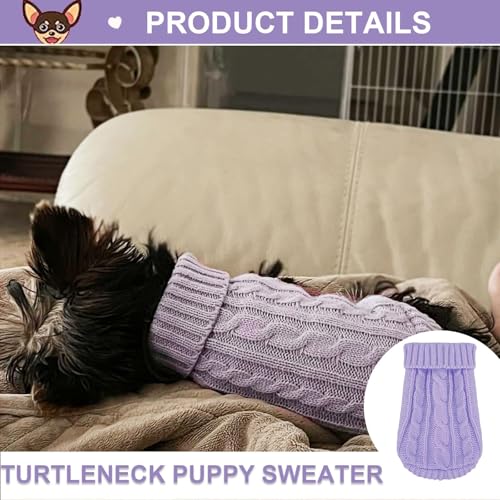 2 Pack Dog Sweaters for Small Dogs (X-Small / Purple-Beige)