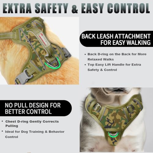 Dog Harness for Small Sized Dog No Pull Dog Vest ID Tag Pocket (Camo / X-Small)