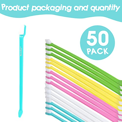 50 Pack Dual Ended Long Dog & Cat Toothbrush (50 Pcs-colorful)