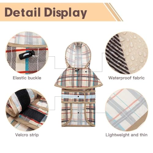 Dog Raincoats for Large Medium Dogs (L:35-60lbs / Plaid beige)