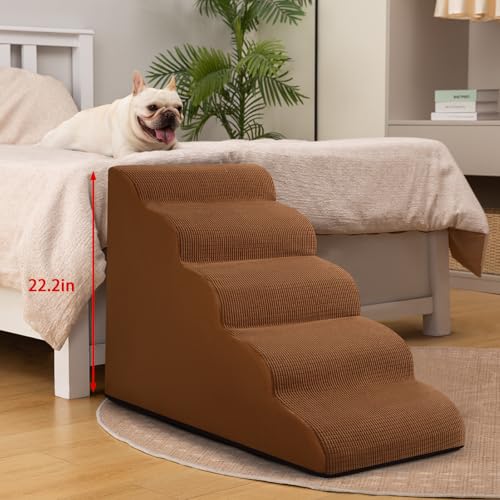 Dog Stairs for High Bed (Brown / Standard 5-Step 22.2"H)