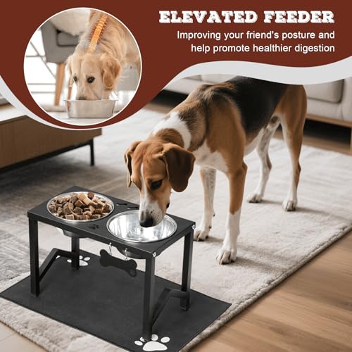 Elevated Dog Bowls (Black-58oz x 2 / Height: 11.8")