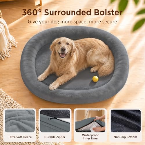 Waterproof Orthopedic Dog Bed for Medium Dogs (Grey / 35"L x 25"W x 7"Th)