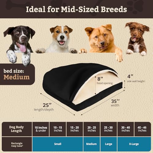 Rectangle Cozy Cave Dog Bed (Black / Medium)