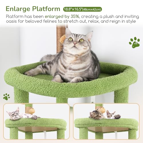 65in Cactus Sturdy Cat Tower for Indoor Large Cats (65inch / Green)