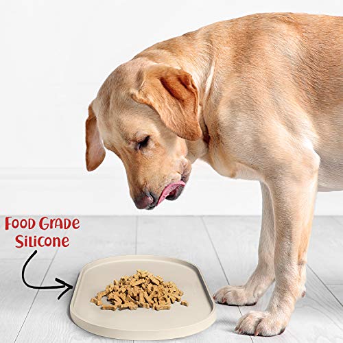 Dog Food Mat Waterproof Dog Bowl Mat (24x14 Inch (Pack of 1) / White Sand)