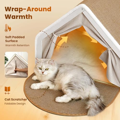 Cat Houses for Indoor Cats (23.6*19.7*19.7"/Sharp Roof (L))