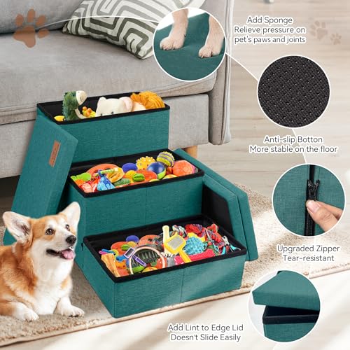 Dog Stairs with Storage (Dark Green No Condo / 3)