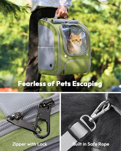 Cat Backpack Carrier (Light Green / 12.6"L x 10.2"W x 16.5"H)