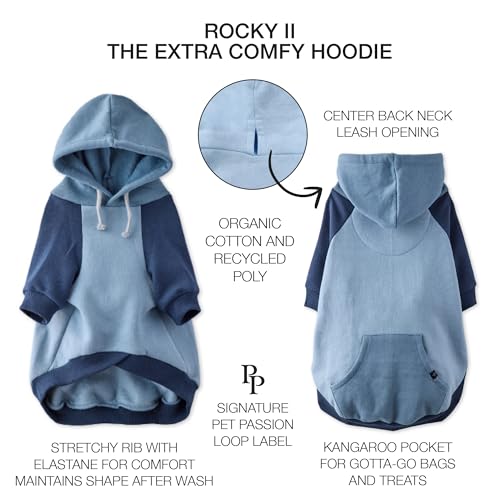 Rocky II Dog Hoodie (Navy Color Block / XXX-Small (up to 5lbs))