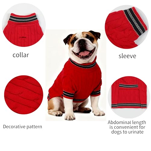 Small Medium Dog Sweater (Striped Red / Large)