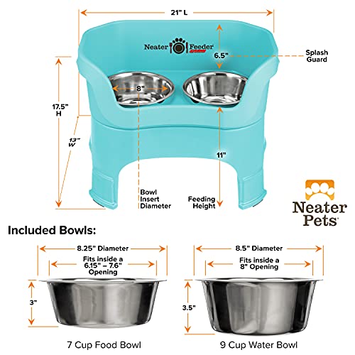 Neater Feeder Deluxe Mess (Large + Standard Bowl / Aquamarine)