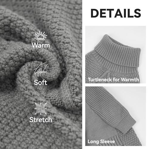 Dog Sweater Long Sleeve Warm Knit Sweaters for Small Dogs Boy Girl (Grey / Large)