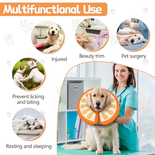Inflatable Dog Cone (Orange / M+(14"-18"))