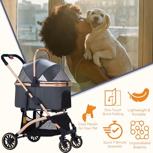 Pet Stroller for Small Dogs Cats (Gray)