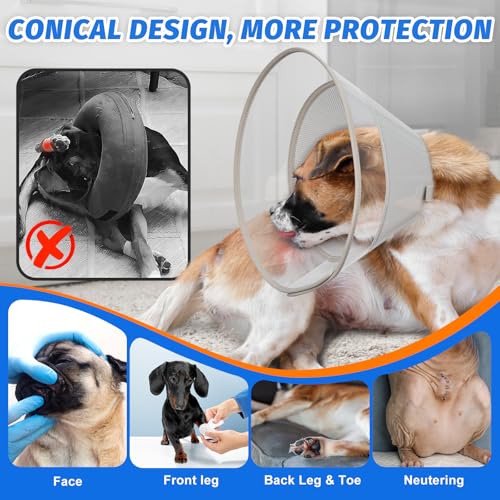 Dog Cone Collar with Soft Liner to Stop Licking (Light Grey / XS(Depth: 6.1, Girth: 9.5-11.5 ))