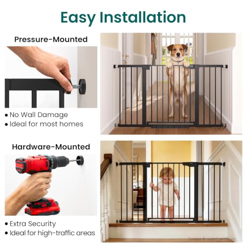 30 54" Extra Wide Baby Gate for Stairs & Auto Close Dog Gate Black (Black / 30"-54" W x 30.5" H)