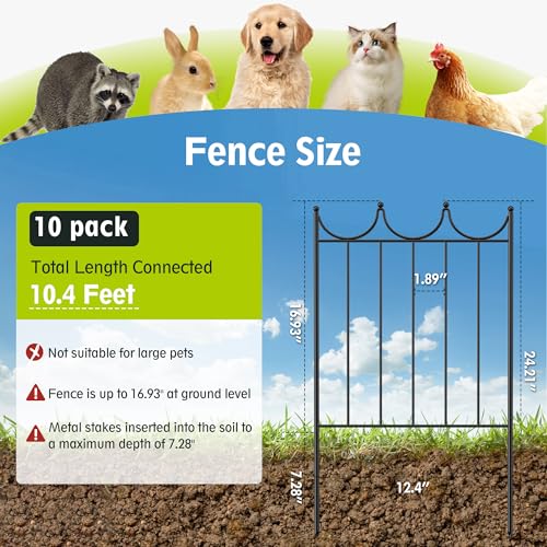Decorative Garden Fence (10 Panels-24in(H)x10.4ft(L))
