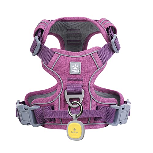 No Pull Dog Harness with Pet ID Tag (M (Chest: 22"-27" ) / Orchid Purple)